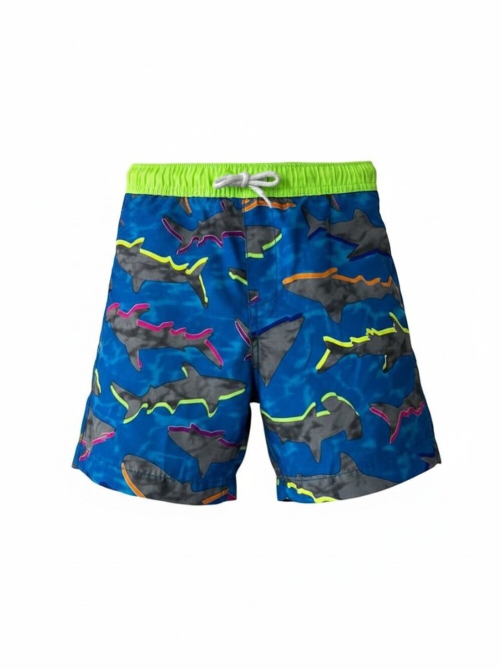 5 for $25✨ Lands' End Kids Swim Trunks - Blue and Neon Green with Shark Print